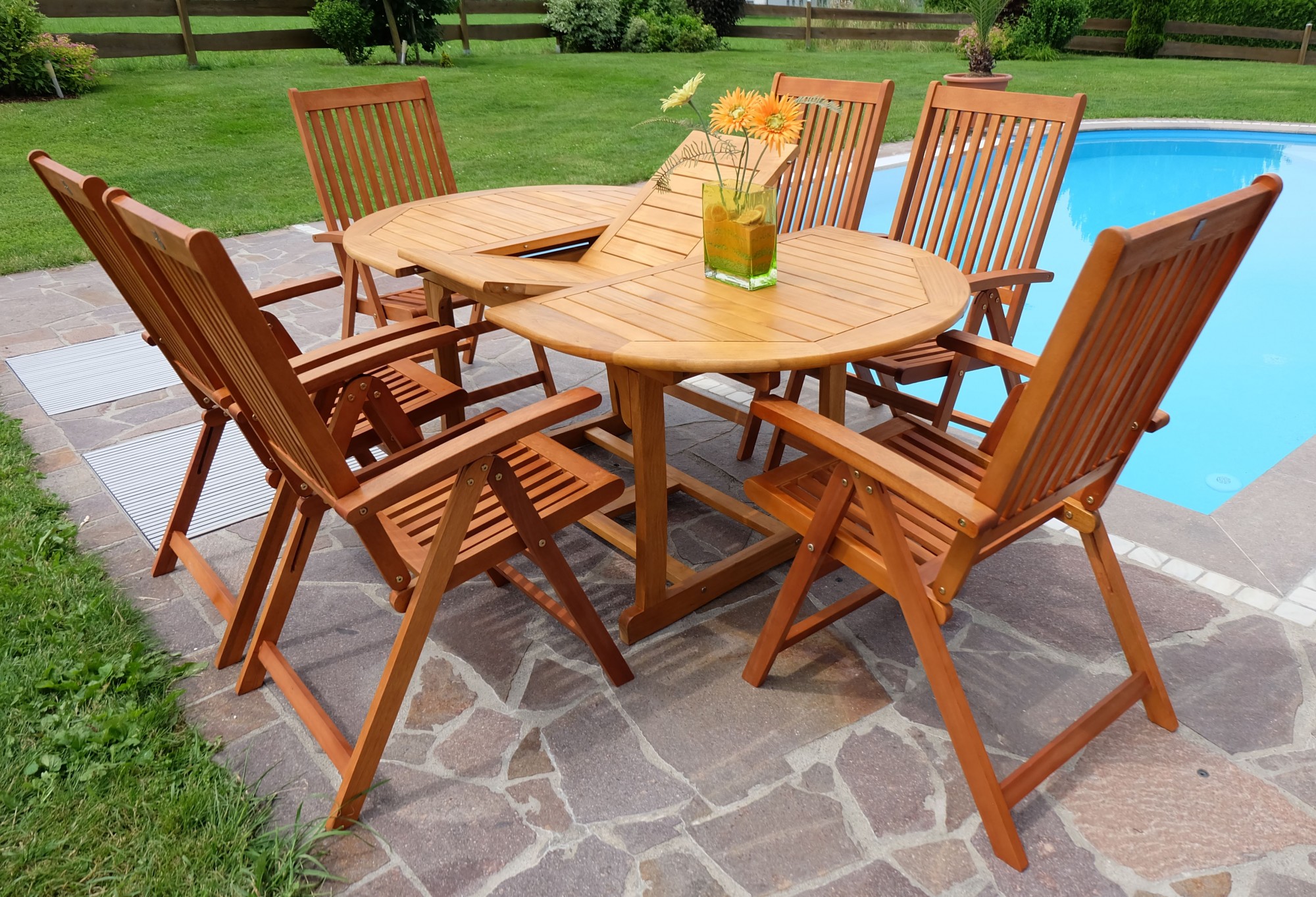 Gartenmobel Eckbank Esstisch : Set Gartenmöbel Holz Eukalyptus Ausziehtisch 180cm +6 Hochlehner Gartenmobel Eckbank Esstisch : Set Gartenmöbel Holz Eukalyptus Ausziehtisch 180cm +6 Hochlehner