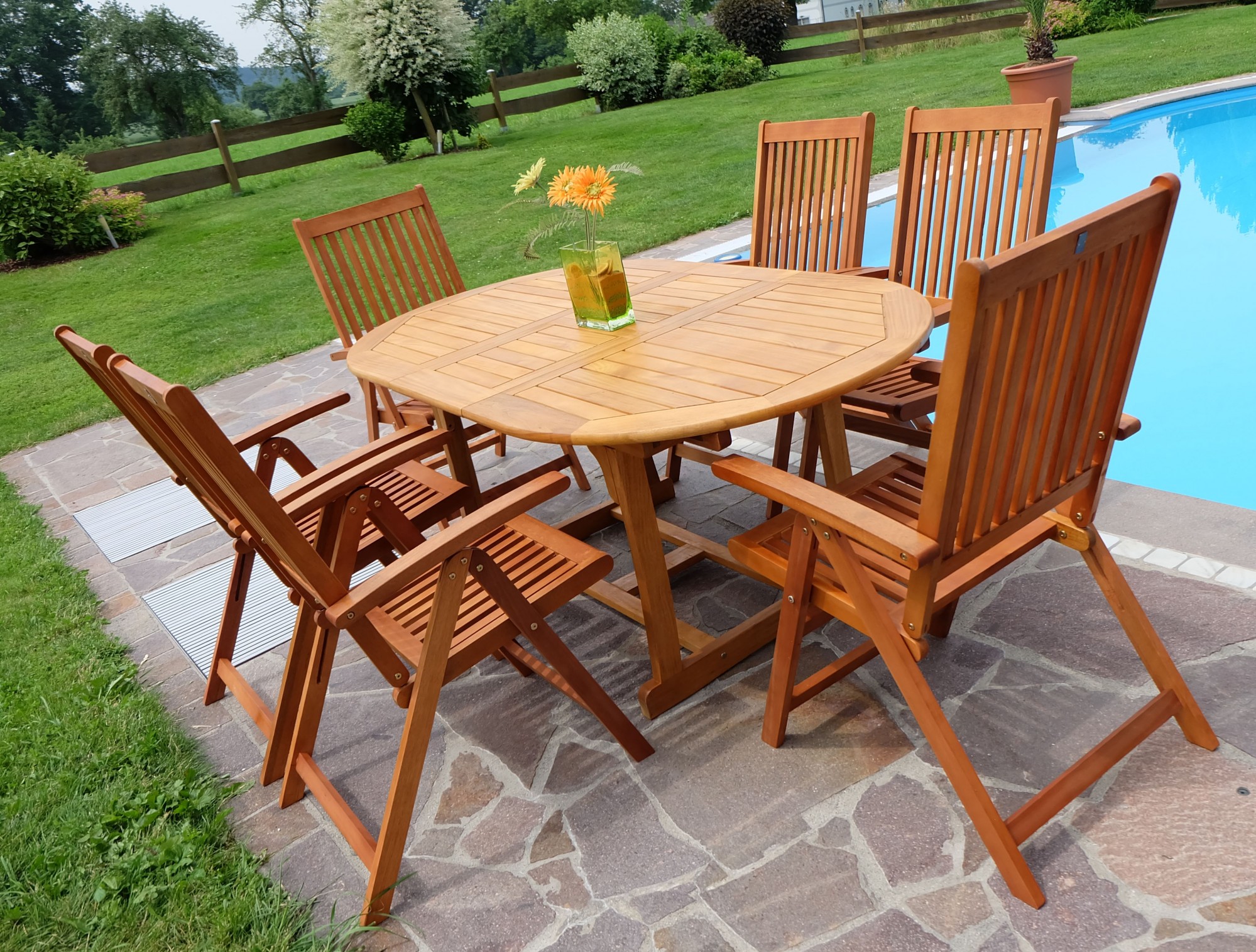 Gartenmobel Eckbank Esstisch : Set Gartenmöbel Holz Eukalyptus Ausziehtisch 180cm +6 Hochlehner Gartenmobel Eckbank Esstisch : Set Gartenmöbel Holz Eukalyptus Ausziehtisch 180cm +6 Hochlehner