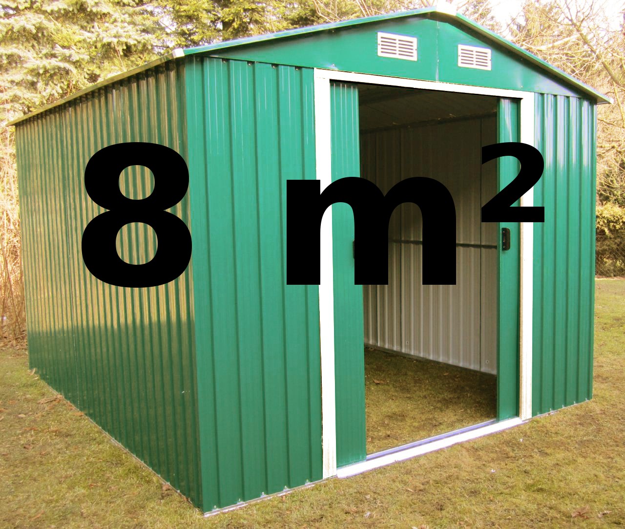 Gartenhaus Geräteschuppen 8m² aus verzinktem Stahlblech Metall grün