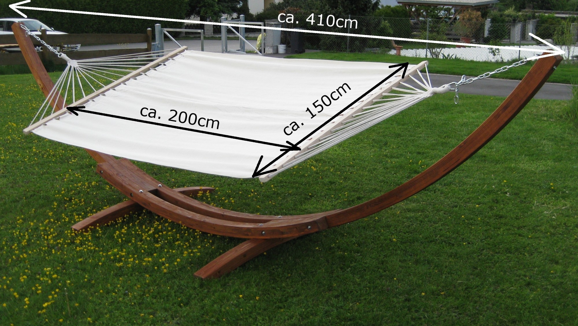 Luxus Hängemattengestell RELAXFSHADE 4mt Holz Lärche m.Matte komplett