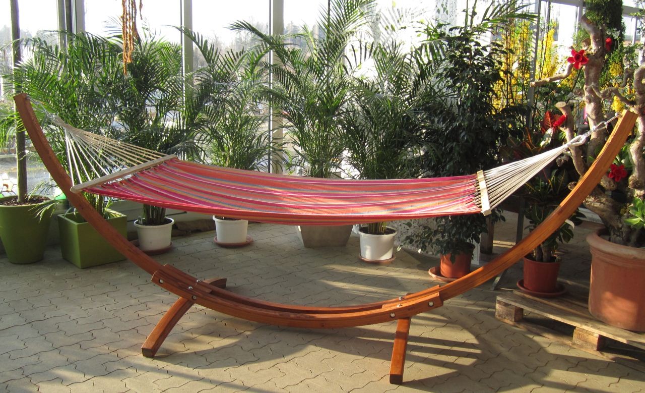 350cm XL Luxus Hängemattengestell mit Hängematte Gestell Lärche Holz